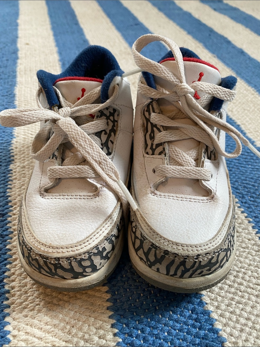 Nike Jordan Kids White Navy & Red Retro Basketball Sneakers
